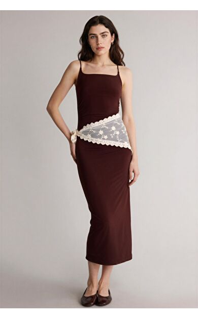 DeFacto Bodycon Vücudu Saran Askılı Maxi Elbise