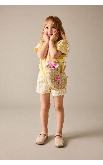 DeFacto Gabardin Şort Kız Bebek Sarı H6572A526HSYL273