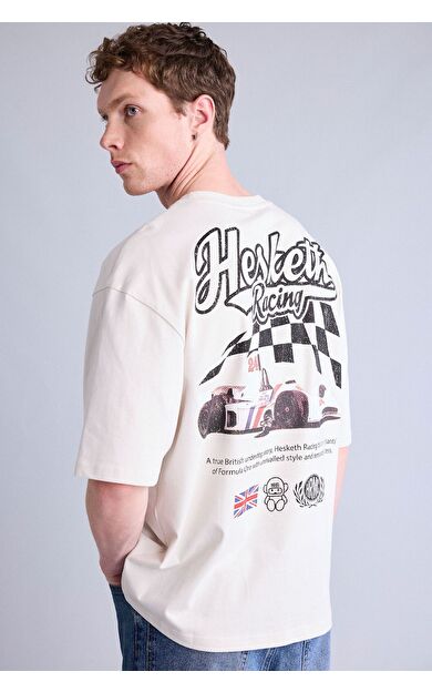 DeFacto Hesketh Racing Boxy Fıt Sırt Baskılı Kısa Kollu Tişört