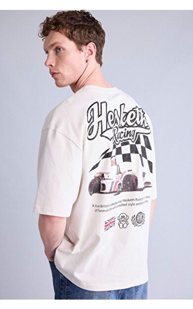 DeFacto Hesketh Racing Boxy Fıt Sırt Baskılı Kısa Kollu Tişört