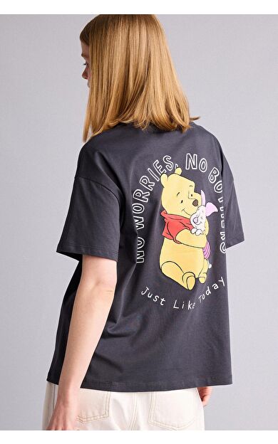 DeFacto Dısney Wınnıe The Pooh Oversıze Bisiklet Yaka Baskılı Kısa Kollu Tişört