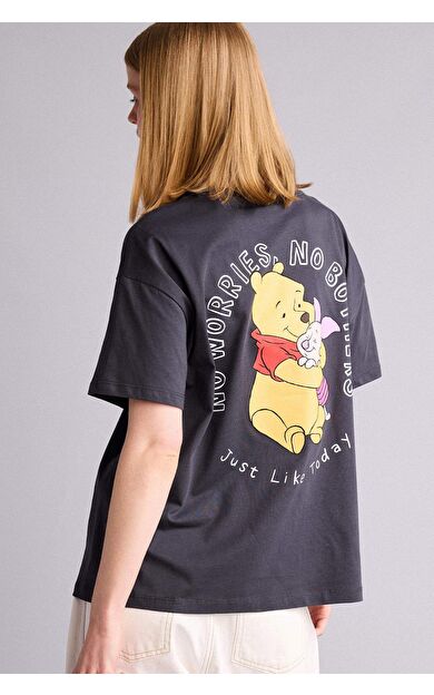 DeFacto Dısney Wınnıe The Pooh Oversıze Bisiklet Yaka Baskılı Kısa Kollu Tişört