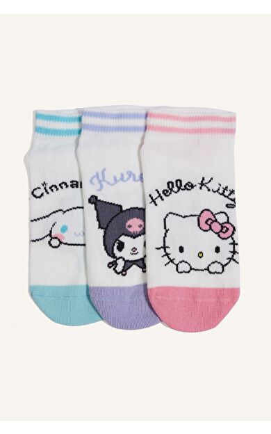 DeFacto Hello Kitty 3'lü Pamuklu Patik Çorap Kız Çocuk