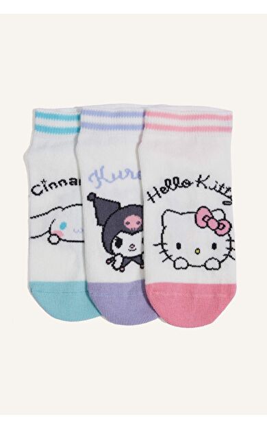 DeFacto Hello Kitty 3'lü Pamuklu Patik Çorap Kız Çocuk