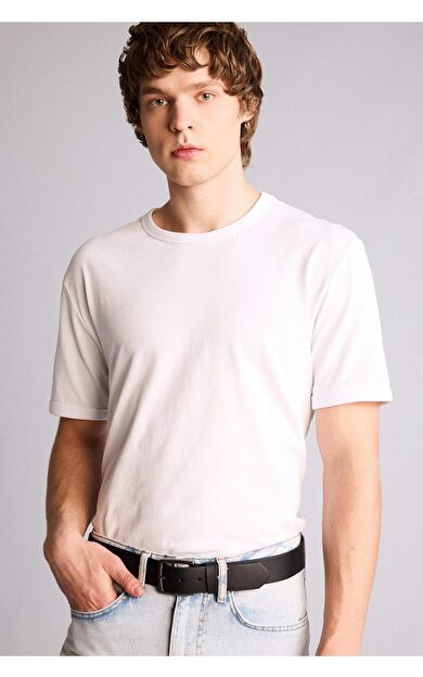 Erkek Dikdörtgen Toka Suni Deri Jean Kemeri