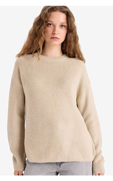 DeFacto Regular Fit Bisiklet Yaka Kazak H6905AZ25WNBG653