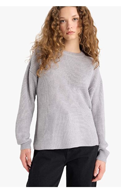 DeFacto Regular Fit Bisiklet Yaka Kazak H6905AZ25WNGR253