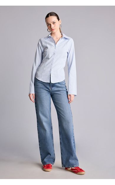 DeFacto Yüksek Bel 90's Wide Leg Jean Pantolon Mavi H6912AX26AUNM28