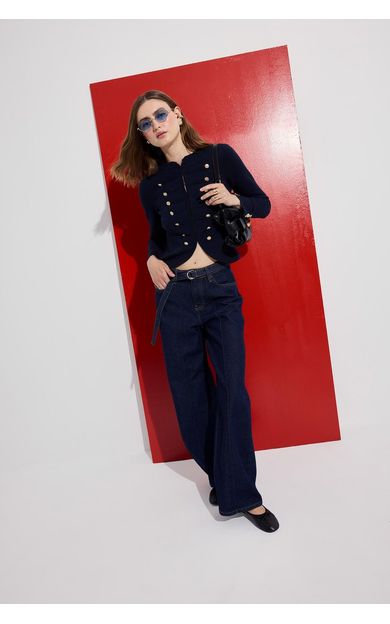 DeFacto Yüksek Bel 90's Wide Leg Jean Pantolon Mavi H6920AX26AUNM82