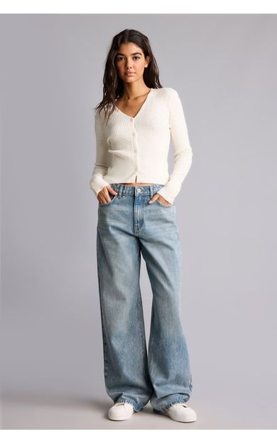 DeFacto Yüksek Bel 90's Wide Leg Jean Pantolon Mavi H6947AX26AUNM39