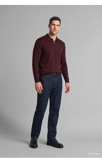 DeFacto Standart Fit Yarım Fermuarlı Polo Yaka Triko Basic Kazak