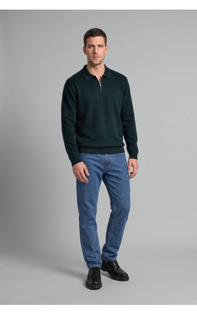DeFacto Standart Fit Yarım Fermuarlı Polo Yaka Triko Basic Kazak