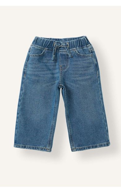 DeFacto %100 Pamuk Wide Leg Beli Lastikli Bağcıklı Jean Pantolon Kız Bebek