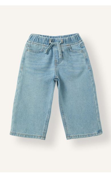 DeFacto %100 Pamuk Wide Leg Beli Lastikli Bağcıklı Jean Pantolon Kız Bebek