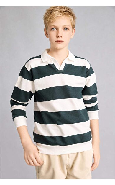 DeFacto New Regular Fıt Apaş Yaka Sweatshirt Kumaşı Sweatshirt Erkek Çocuk