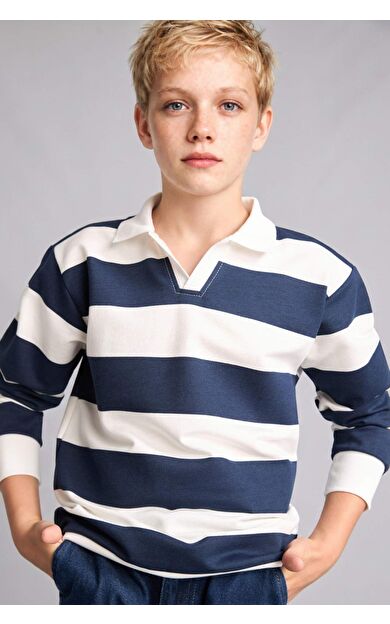 DeFacto New Regular Fıt Apaş Yaka Sweatshirt Kumaşı Sweatshirt Erkek Çocuk