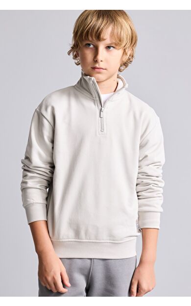 DeFacto Oversize Yarım Fermuarlı Dik Yaka Sweatshirt Erkek Çocuk