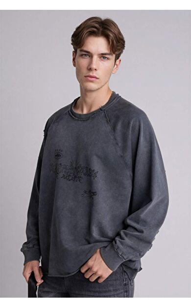 DeFacto Boxy Fıt Bisiklet Yaka Sweatshirt
