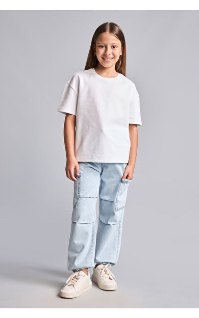 DeFacto Jogger Fıt Elastik Bel Jean Açık Mavi Pantolon Erkek Çocuk