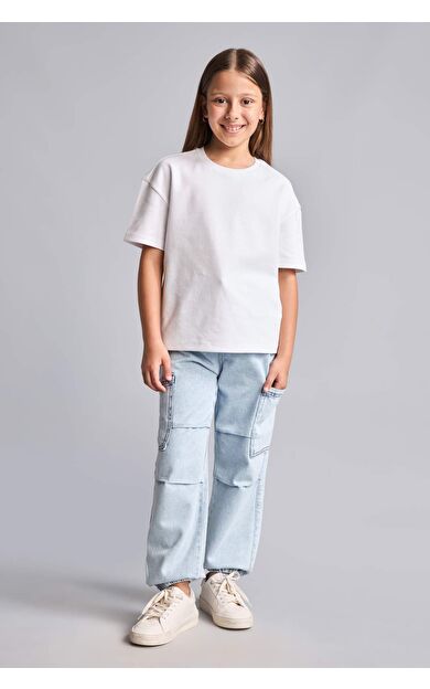 DeFacto Jogger Fıt Elastik Bel Jean Açık Mavi Pantolon Erkek Çocuk