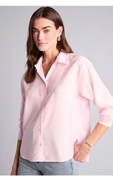 DeFacto Overshırt Fıt Gömlek Yaka Modal Uzun Kollu Gömlek