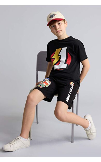DeFacto Super 1 Takım Oversıze Sweatshirt Kumaşı Şort Erkek Çocuk