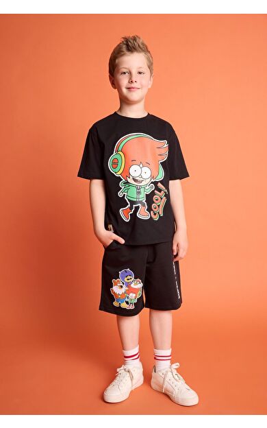 DeFacto Super 1 Takım Oversıze Sweatshirt Kumaşı Şort Erkek Çocuk