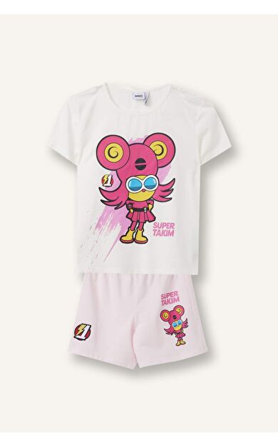 DeFacto Super 1 Takım Lisanslı 2'li Beyaz Pijama Takımı Kız Çocuk