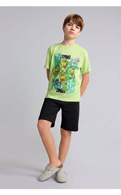 DeFacto Nınja Turtles-Retro Kısa Kollu Tişört Şort Alt 2'li Pijama Takımı Erkek Çocuk