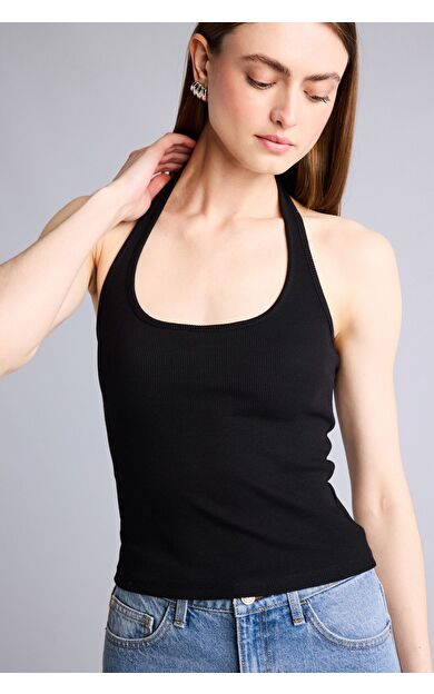 DeFacto Fıtted Halter Yaka Fitilli Kaşkorse Atlet