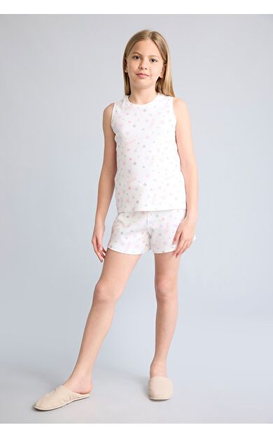 DeFacto Regular Fıt Fitilli Kaşkorse 2'li Pijama Takımı Kız Çocuk