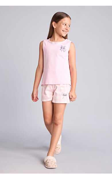 DeFacto Dısney Lılo & Stıtch Regular Fıt Fitilli Kaşkorse 2'li Pijama Takımı Kız Çocuk