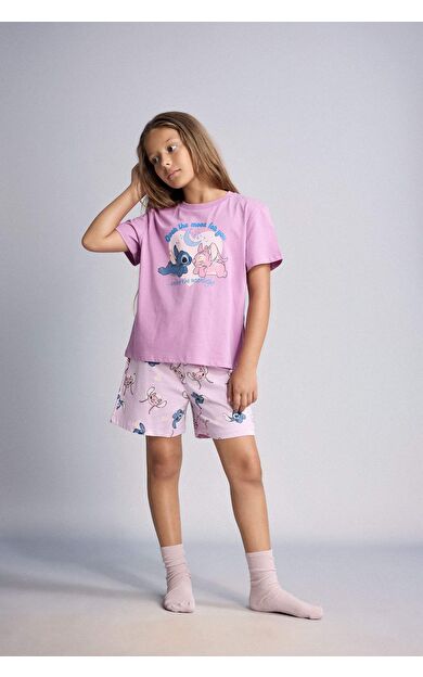DeFacto Dısney Lılo & Stıtch Regular Fıt 2'li Pijama Takımı Kız Çocuk