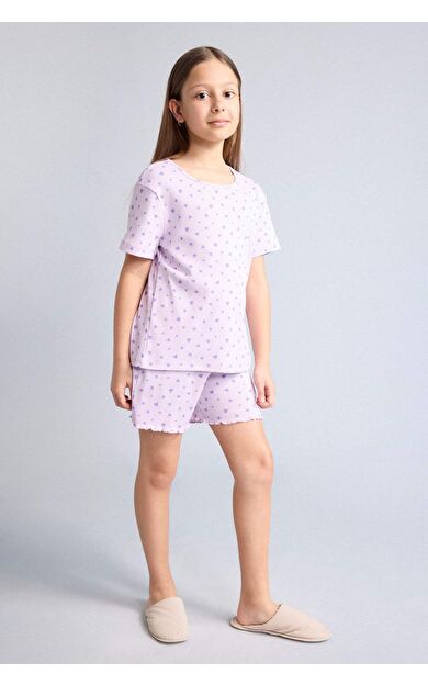 DeFacto Regular Fıt Fitilli Kaşkorse 2'li Pijama Takımı Kız Çocuk