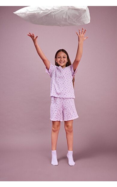 DeFacto Regular Fıt Fitilli Kaşkorse 2'li Pijama Takımı Kız Çocuk