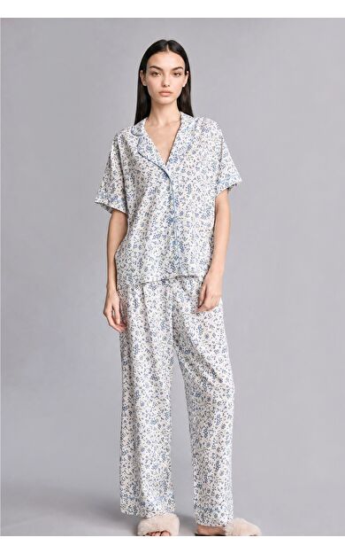 DeFacto Regular Fıt Kısa Kollu 2'li Ecru Pijama Takımı