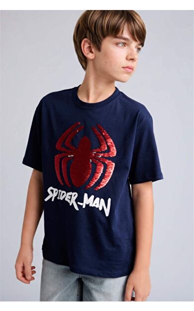 DeFacto Marvel Spıderman New Regular Fıt Bisiklet Yaka Kısa Kollu Tişört Erkek Çocuk