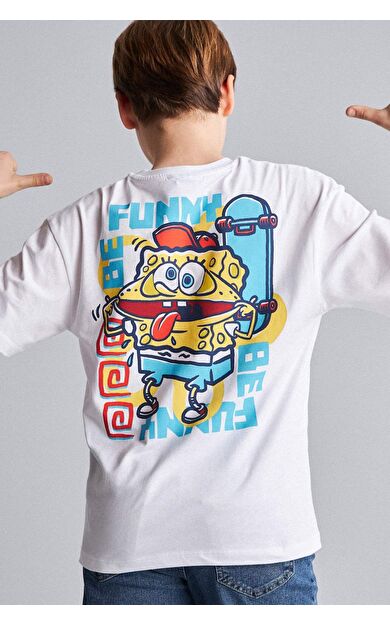 DeFacto SpongeBob Oversıze Bisiklet Yaka Kısa Kollu Tişört Erkek Çocuk