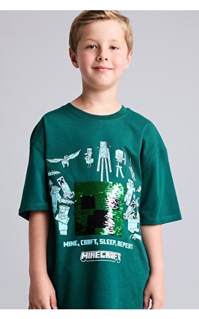 DeFacto Minecraft Oversıze Bisiklet Yaka Kısa Kollu Tişört Erkek Çocuk