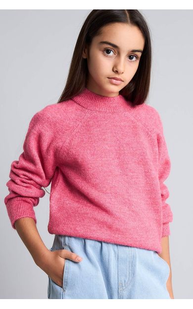 DeFacto Reglan Kol Bisiklet Yaka Triko Basic Kazak Kız Çocuk Pembe