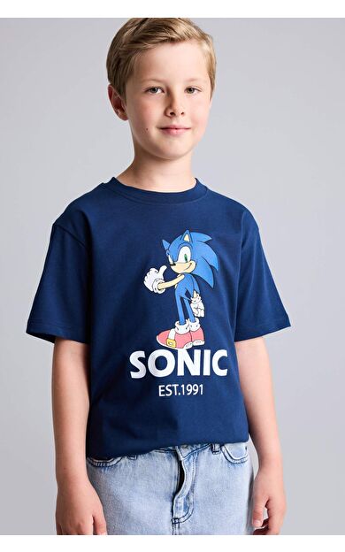 DeFacto Sonıc the Hedgehog New Regular Fıt Bisiklet Yaka Kısa Kollu Tişört Erkek Çocuk