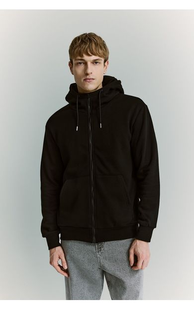 DeFacto Şişirilebilir Boyun Yastıklı Fermuarlı Sweatshirt Siyah