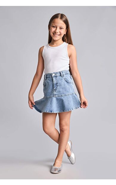 DeFacto Mavi Mini Jean Etek Kız Çocuk