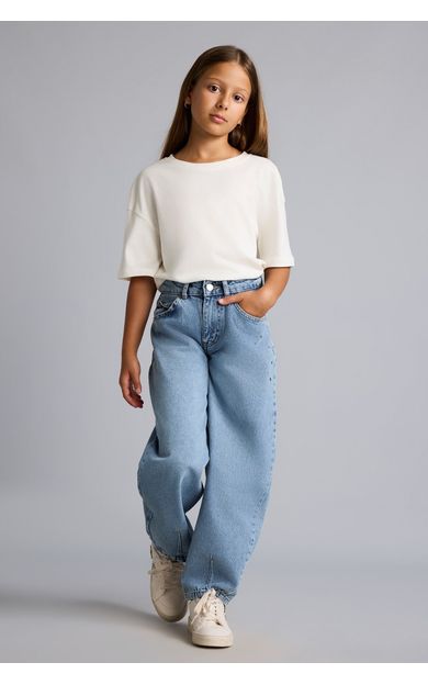 DeFacto Baggy Fit Ekstra Konforlu ve Dökümlü Jean Pantolon Kız Çocuk Mavi H8895A826AUNM28