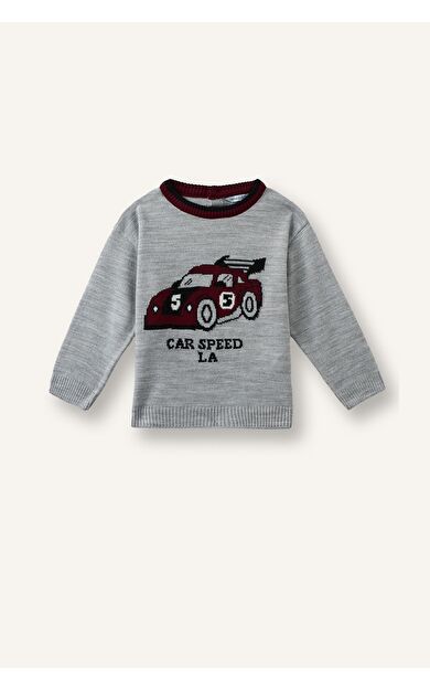 DeFacto Oversize Basic Araba Desenli Kazak Erkek Bebek