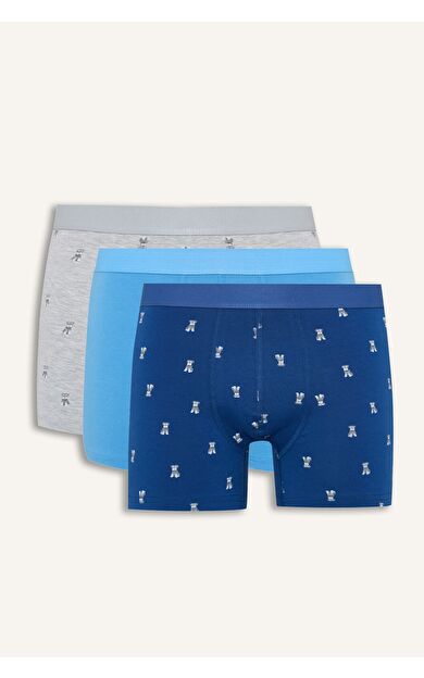 DeFacto Regular Fit Esnek Bel Bantlı Desenli 3'lü Boxer