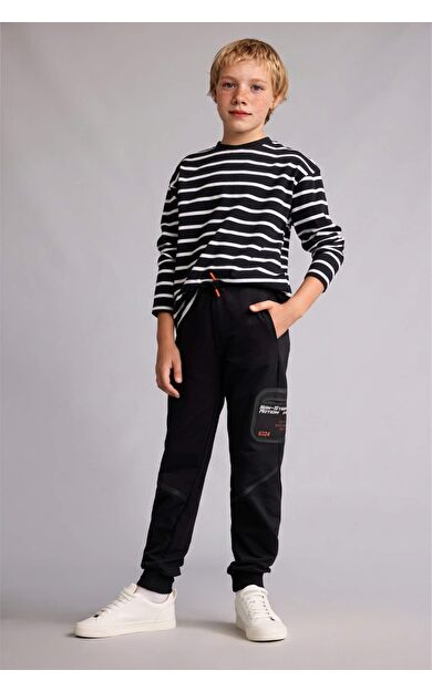 DeFacto Barrel Fıt Kolej Baskılı Sweatshirt Kumaşı Pantolon Erkek Çocuk
