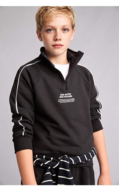 DeFacto Oversıze Dik Yaka Baskılı Sweatshirt Erkek Çocuk