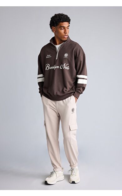 DeFacto NBA Brooklyn Nets Standart Fit Kargo Cepli Jogger Eşofman Altı
