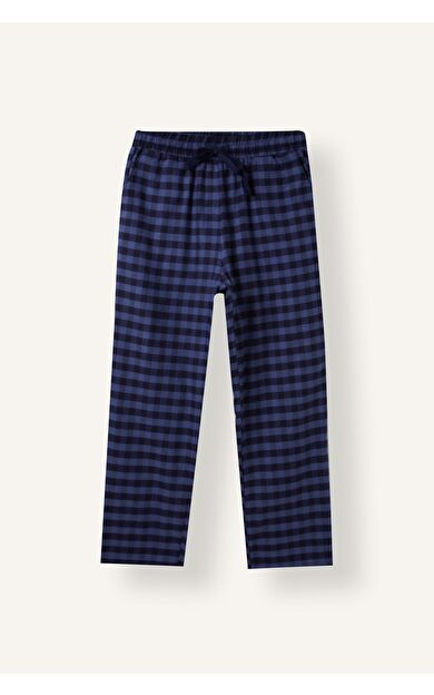 DeFacto New Regular Fit Kareli Cepli Uzun Boy Flanel Pijama Altı
